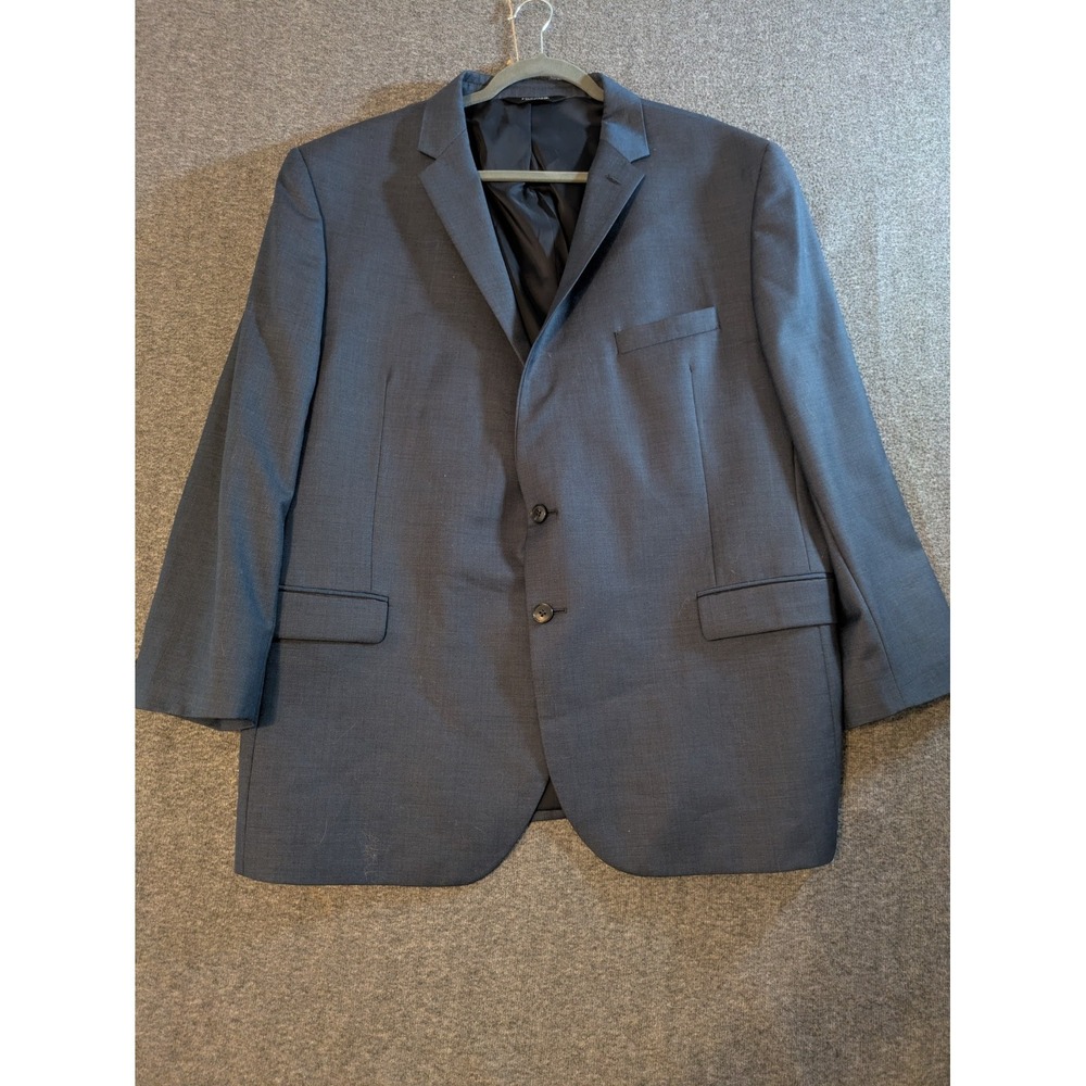 JOS A BANK  sport coat suit jacket blazer solid blue 100% WOOL 52 R Slim Fit‎ - Picture 2 of 13